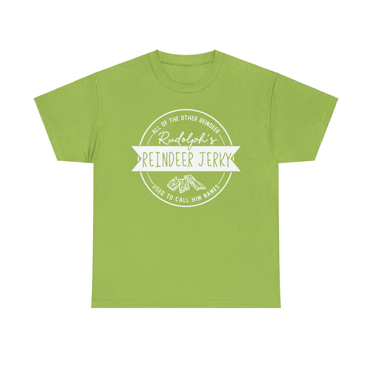 Rudolph’s Reindeer Jerky T-Shirt | Christmas Humor – White Ink