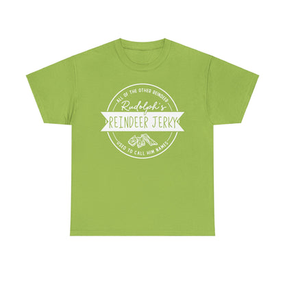Rudolph’s Reindeer Jerky T-Shirt | Christmas Humor – White Ink