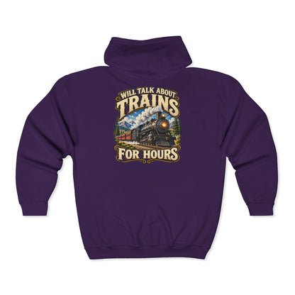 Will Talk About Trains – Gildan 18600 Zip-Up Hoodie | 018