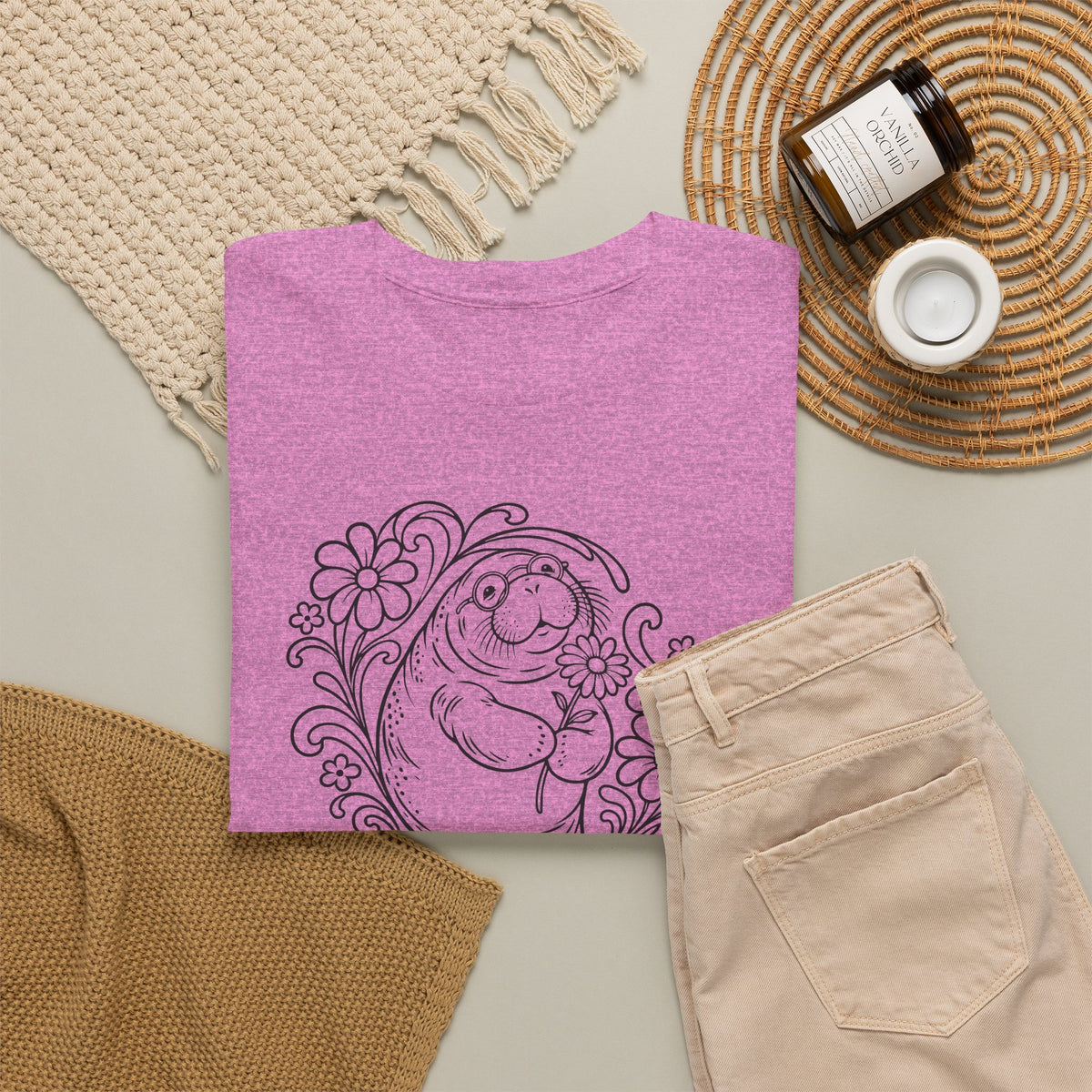 Groovy Spectacled Manatee with Daisy T-Shirt