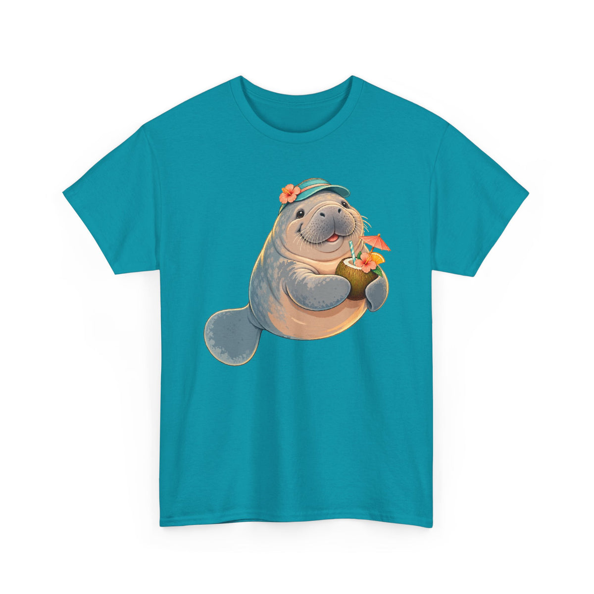 Chubby Mermaid Tropical Day Off Manatee T-Shirt