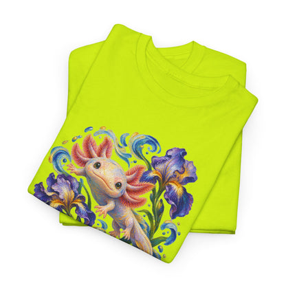 Axolotl Among Swirling Purple Irises T-Shirt