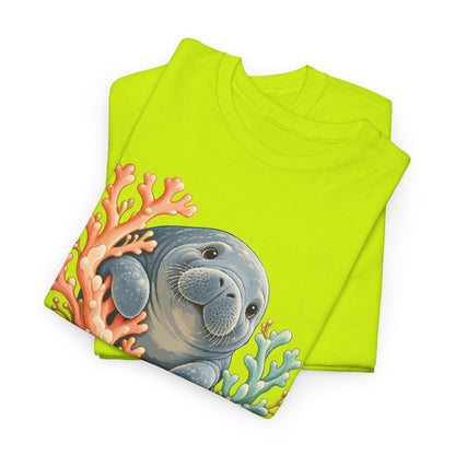 Chubby Mermaid Coral Curiosity Manatee T-Shirt