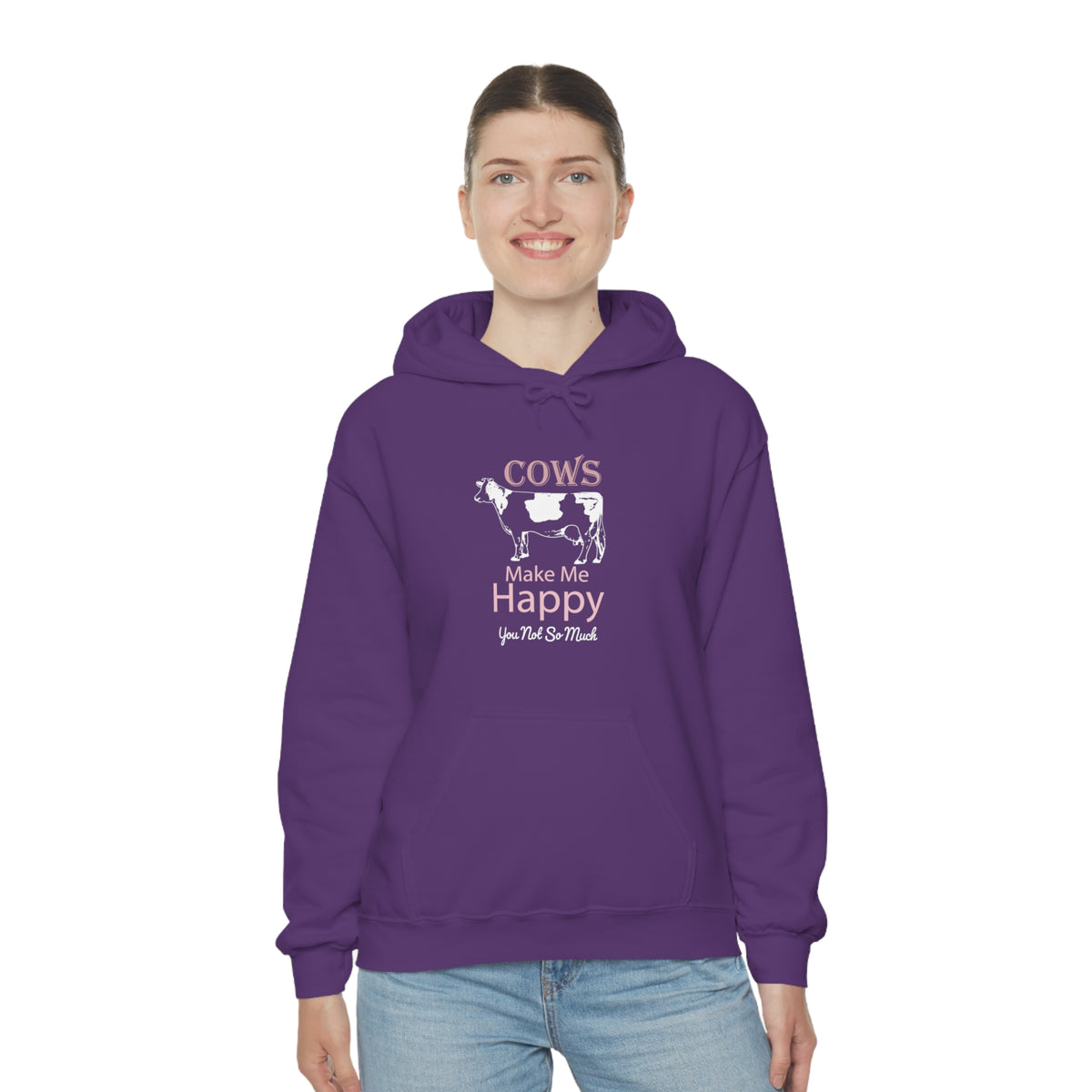 Cow Happy - Heavy Hooded Sweatshirt