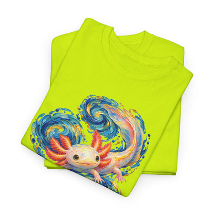 Swirling Axolotl in Turquoise Currents T-Shirt