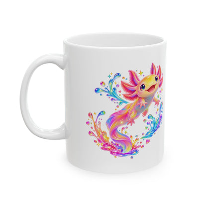 Prismatic axolotl splash leap Mug
