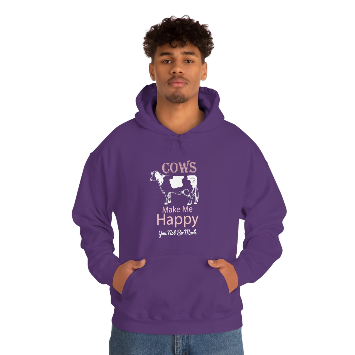 Cow Happy - Heavy Hooded Sweatshirt