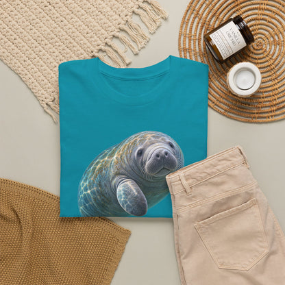 Curled Manatee in Turquoise Light T-Shirt