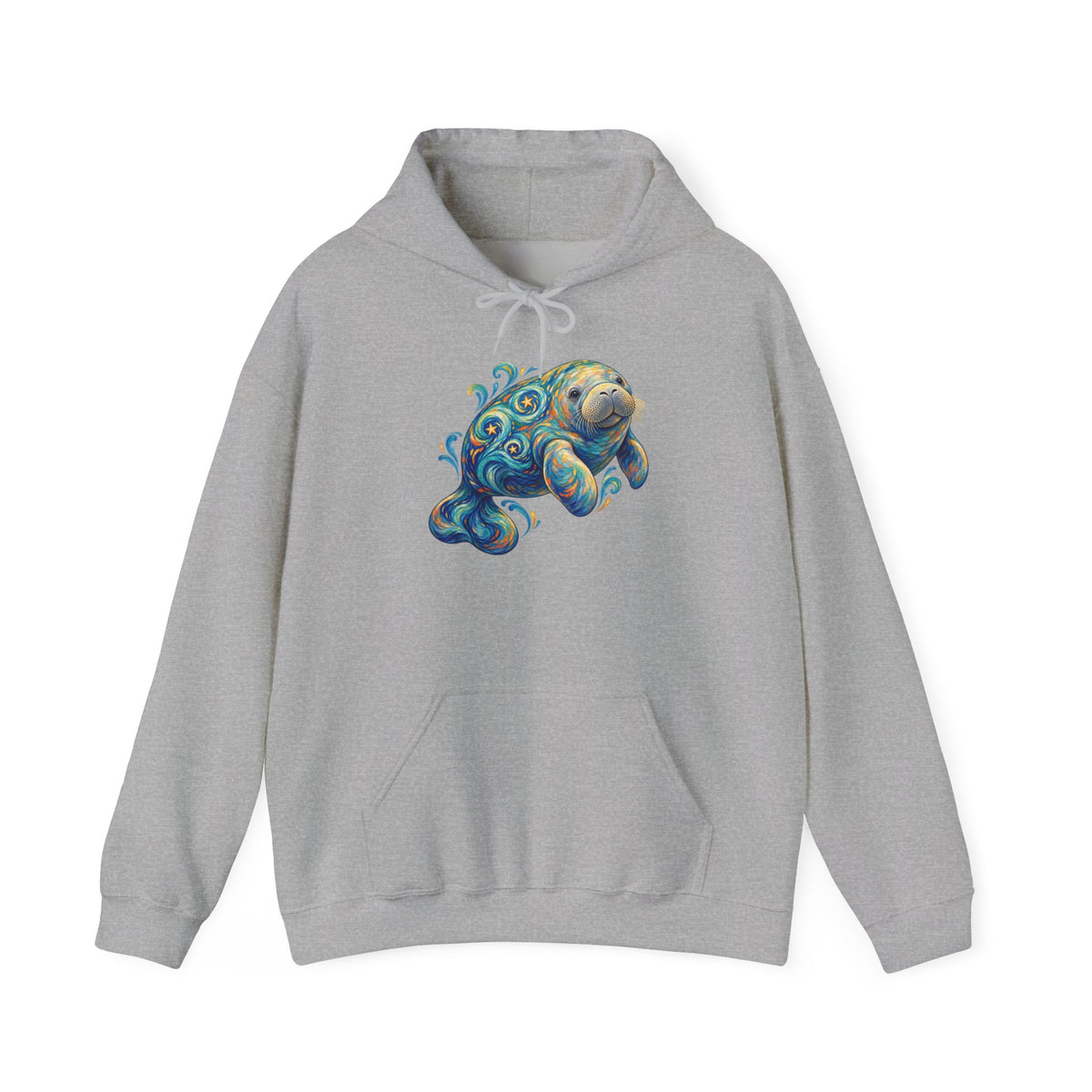 Swirling Moon-Tide Manatee Pullover Hoodie
