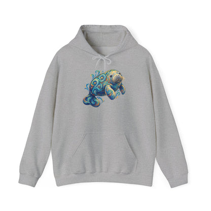 Swirling Moon-Tide Manatee Pullover Hoodie