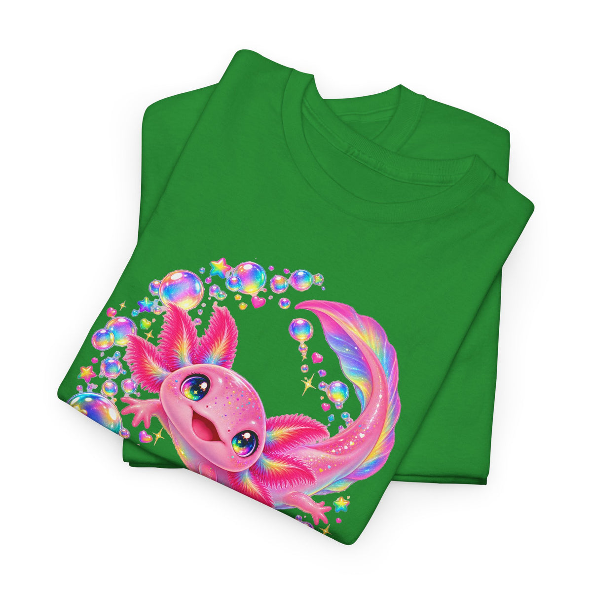 Bubblegum Axolotl in Rainbow Bubbles T-Shirt