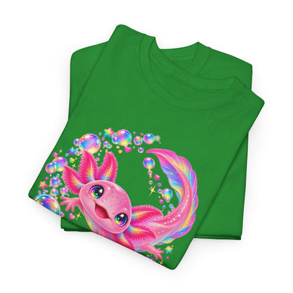 Bubblegum Axolotl in Rainbow Bubbles T-Shirt