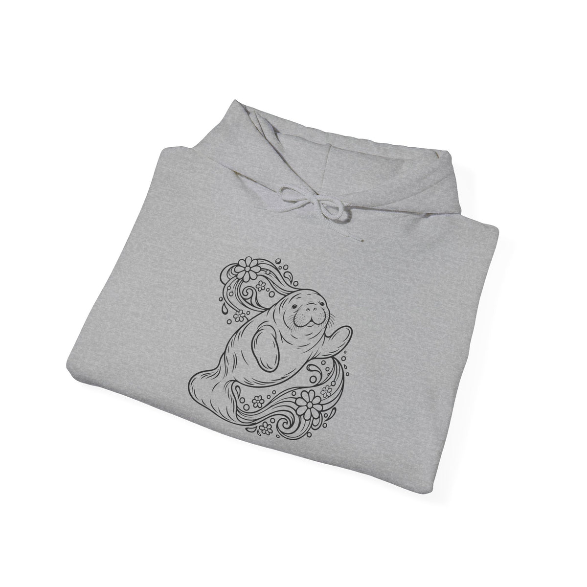 Groovy Manatee in Psychedelic Waves Pullover Hoodie