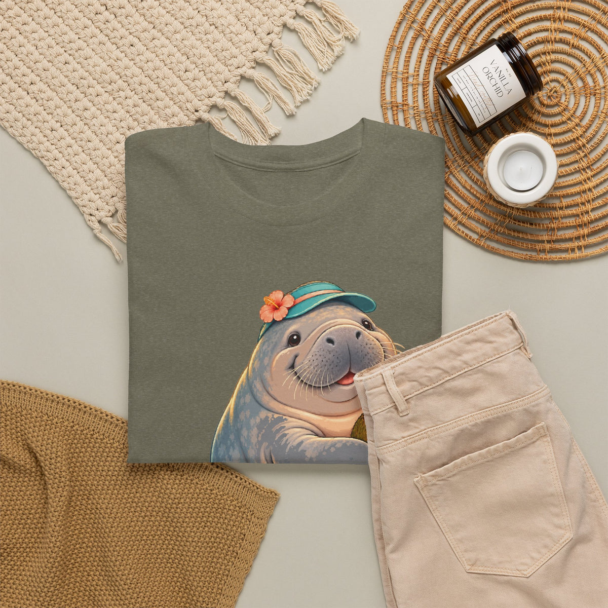 Chubby Mermaid Tropical Day Off Manatee T-Shirt