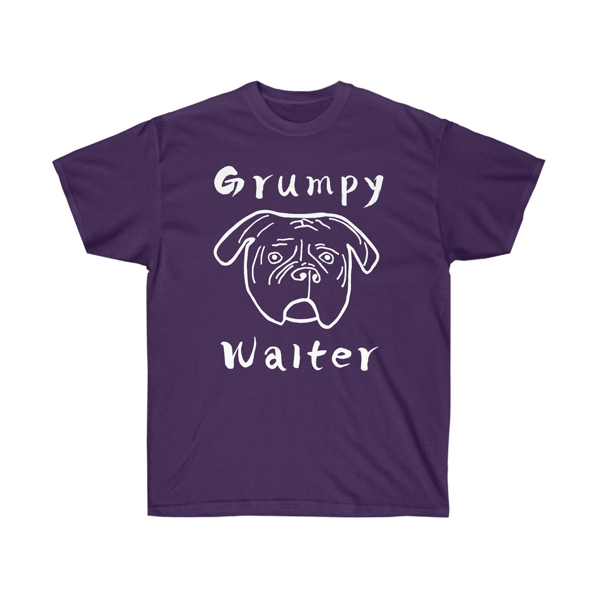 Grumpy Walter T-Shirt | Funny Dog Graphic – White Ink