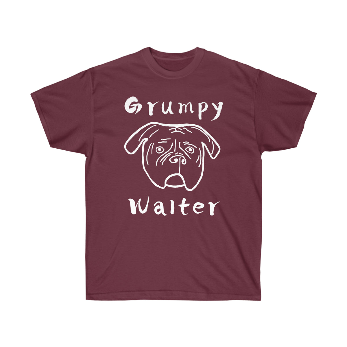 Grumpy Walter T-Shirt | Funny Dog Graphic – White Ink