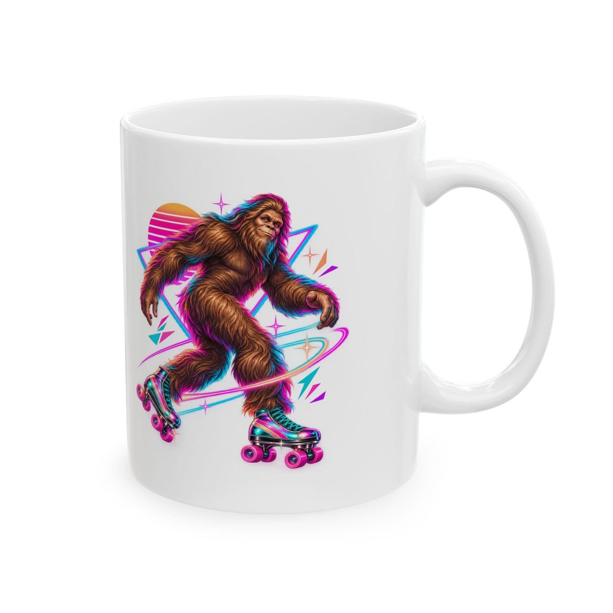 Neon Bigfoot on Roller Skates Mug