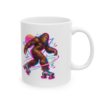 Neon Bigfoot on Roller Skates Mug