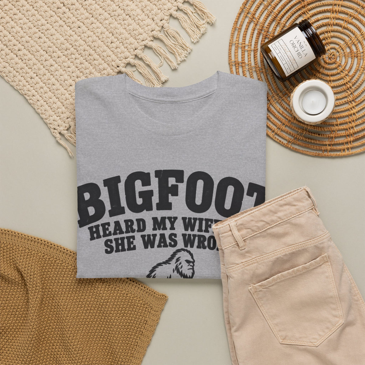 Bigfoot Heard My Wife Was Wrong – Gildan 5000 T-Shirt | 191a-v2b