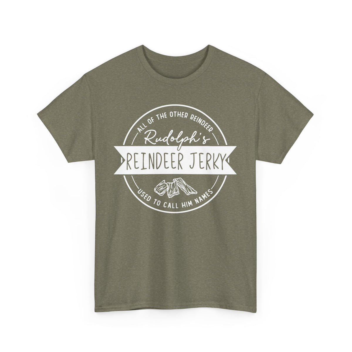 Rudolph’s Reindeer Jerky T-Shirt | Christmas Humor – White Ink