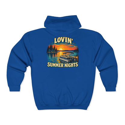 Lovin’ Summer Nights Pontoon – Gildan 18600 Zip-Up Hoodie | 004a-v2