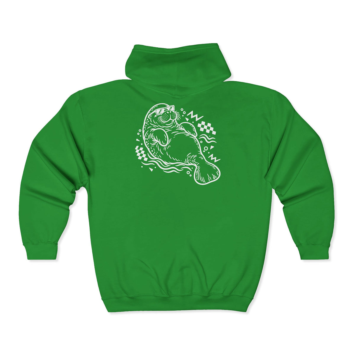Retro floating manatee mascot Zip-Up Hoodie