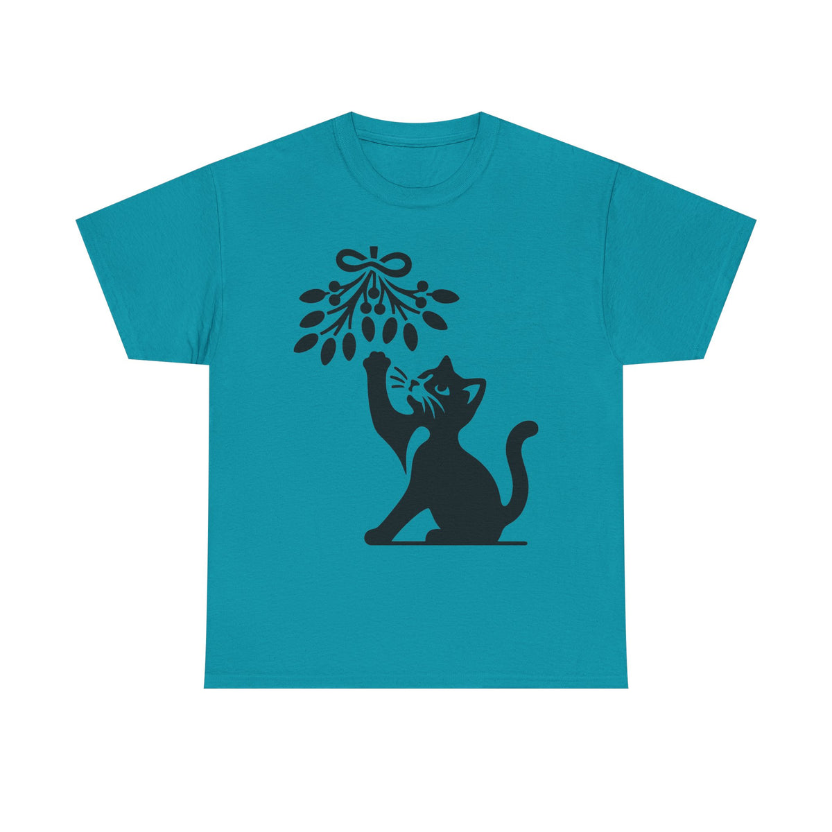 Cat & Mistletoe T-Shirt | Christmas Cat Lover Graphic Tee