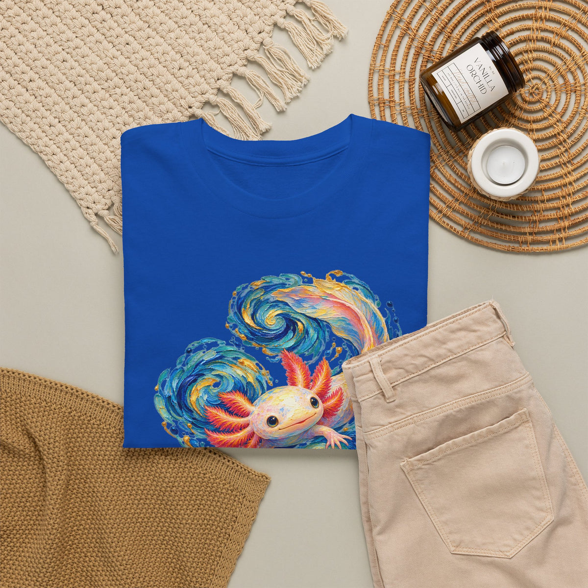 Swirling Axolotl in Turquoise Currents T-Shirt
