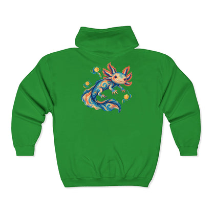 Starwater Axolotl in Turquoise and Coral Zip-Up Hoodie