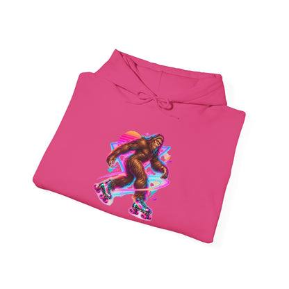 Neon Bigfoot on Roller Skates Pullover Hoodie