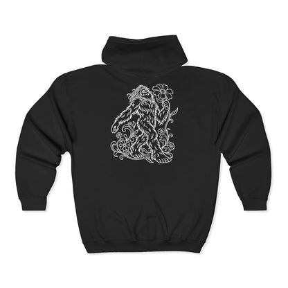 Swaying Sasquatch with a Flower Zip-Up Hoodie