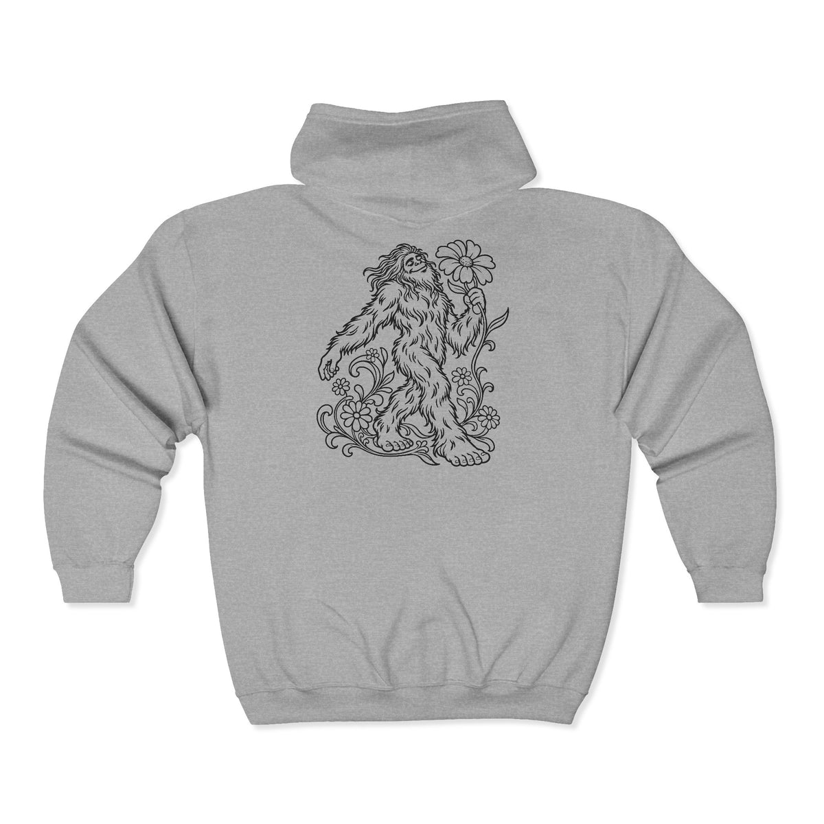 Swaying Sasquatch with a Flower Zip-Up Hoodie