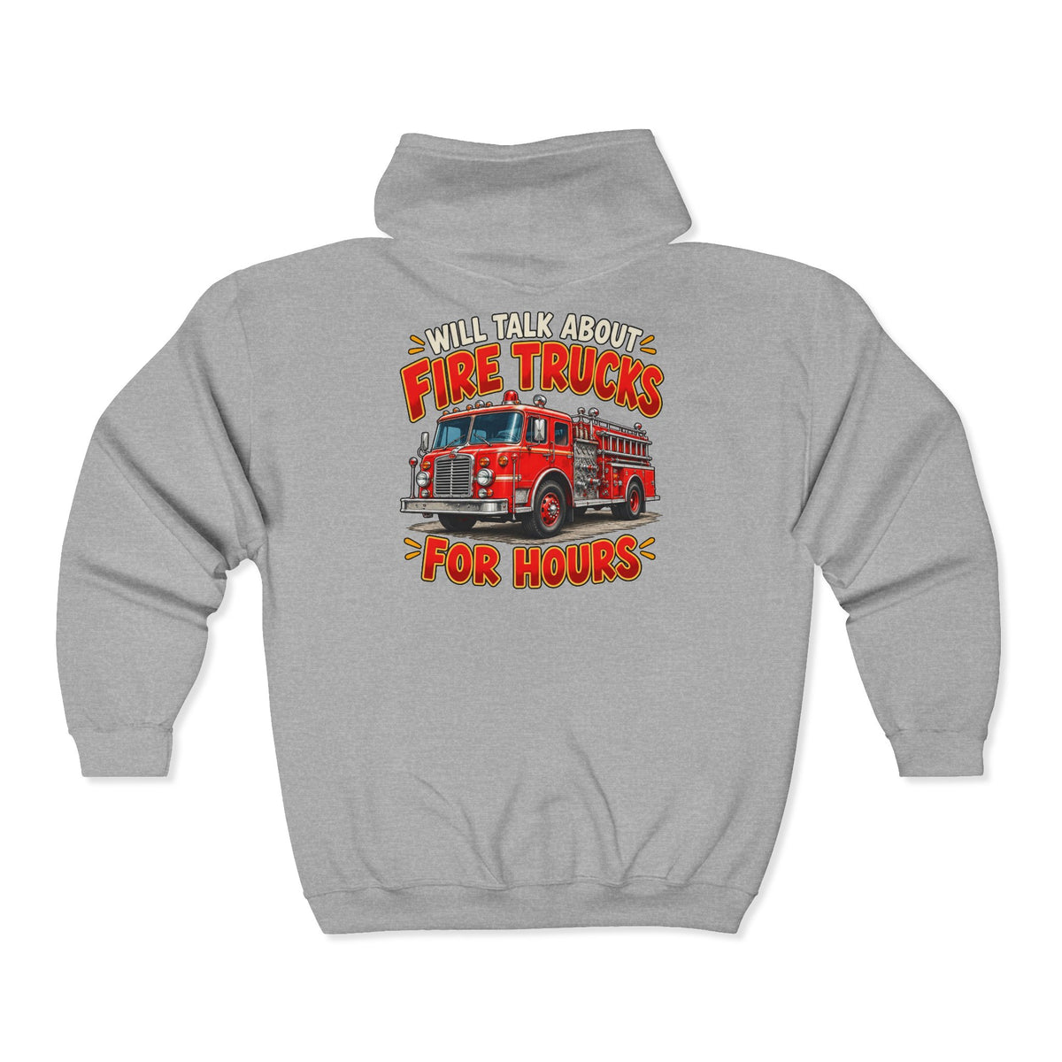 Will Talk About Fire Trucks – Gildan 18600 Zip-Up Hoodie | 020