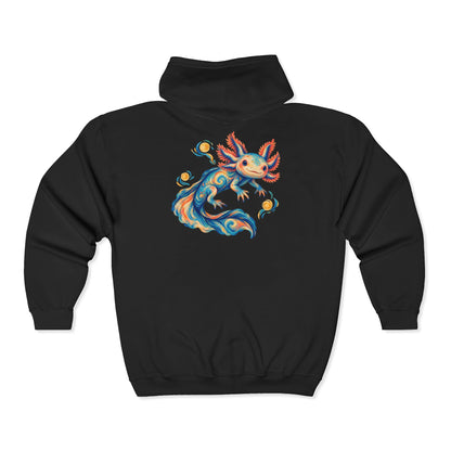 Starwater Axolotl in Turquoise and Coral Zip-Up Hoodie