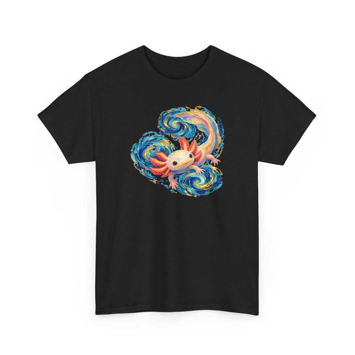 Swirling Axolotl in Turquoise Currents T-Shirt