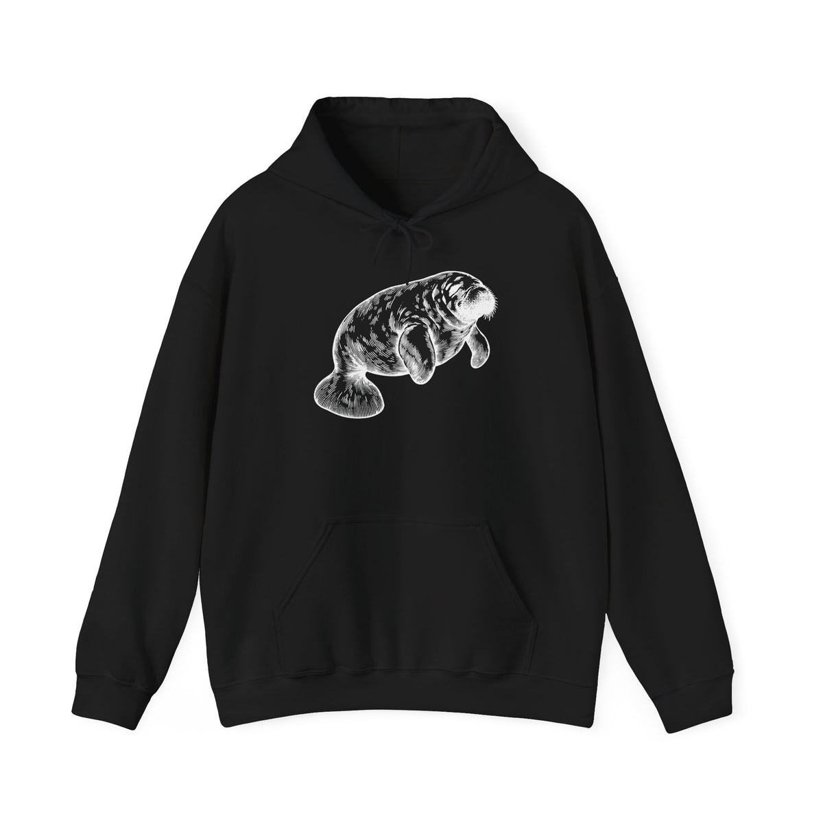 Slow Water Manatee Engraving Pullover Hoodie