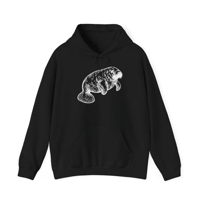 Slow Water Manatee Engraving Pullover Hoodie