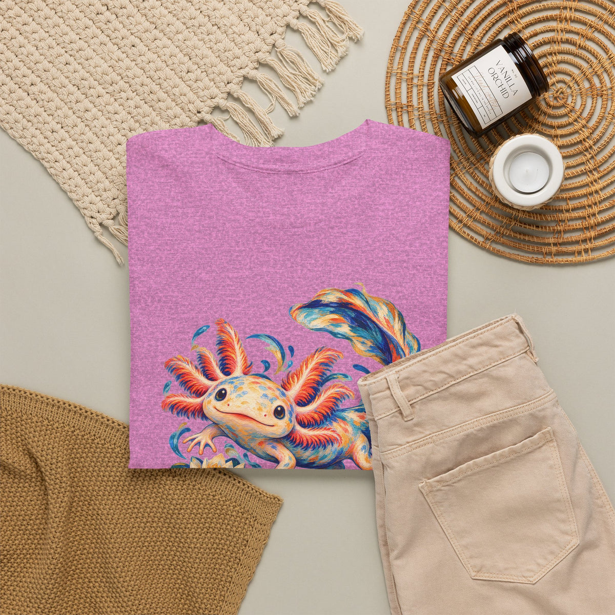 Swirling Axolotl and Lily Bloom T-Shirt