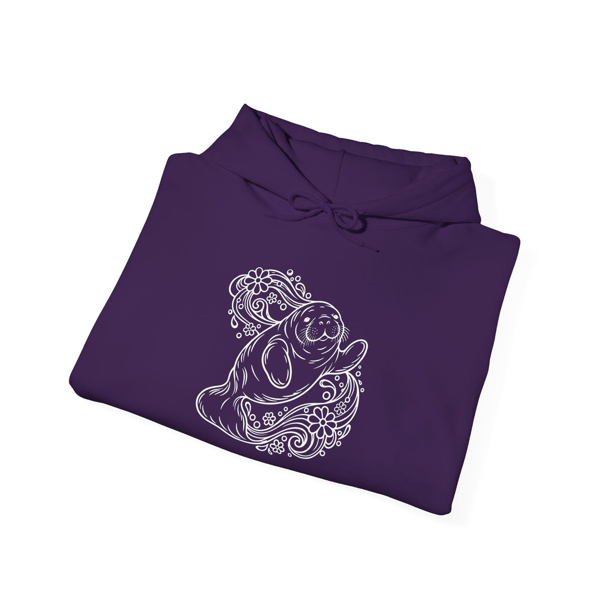 Groovy Manatee in Psychedelic Waves Pullover Hoodie