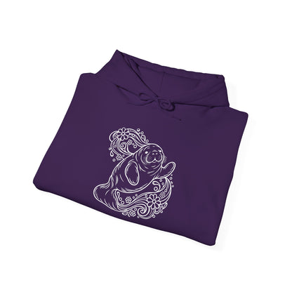 Groovy Manatee in Psychedelic Waves Pullover Hoodie