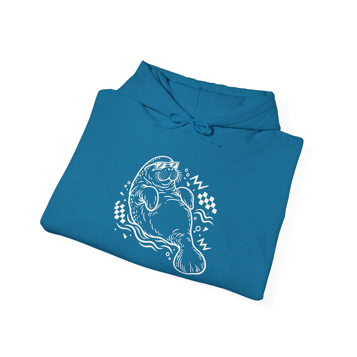 Retro floating manatee mascot Pullover Hoodie