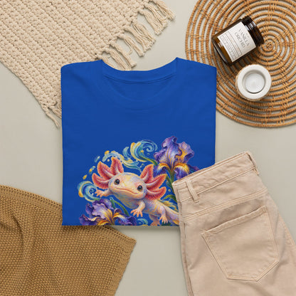 Axolotl Among Swirling Purple Irises T-Shirt