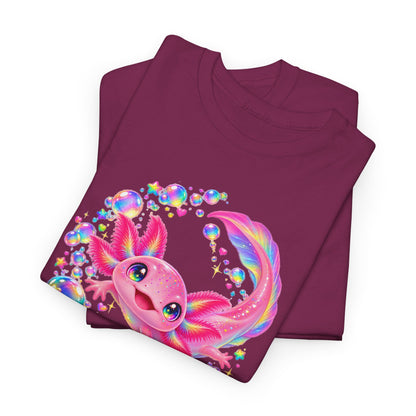 Bubblegum Axolotl in Rainbow Bubbles T-Shirt
