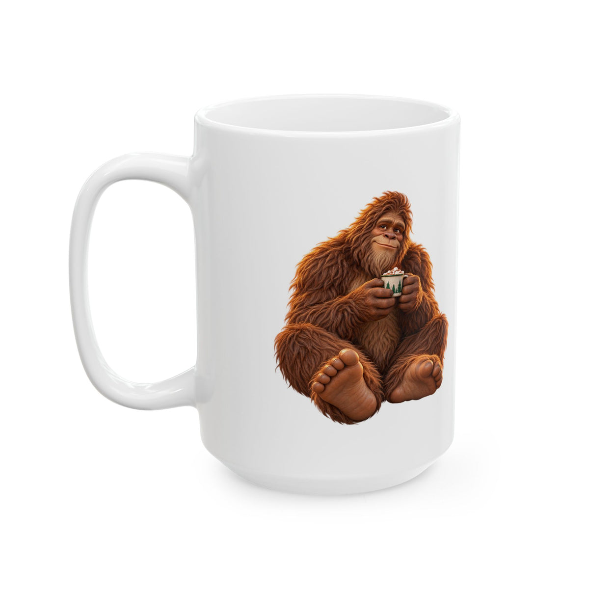 Ceramic Mug — Seated Bigfoot with a Tiny Mug