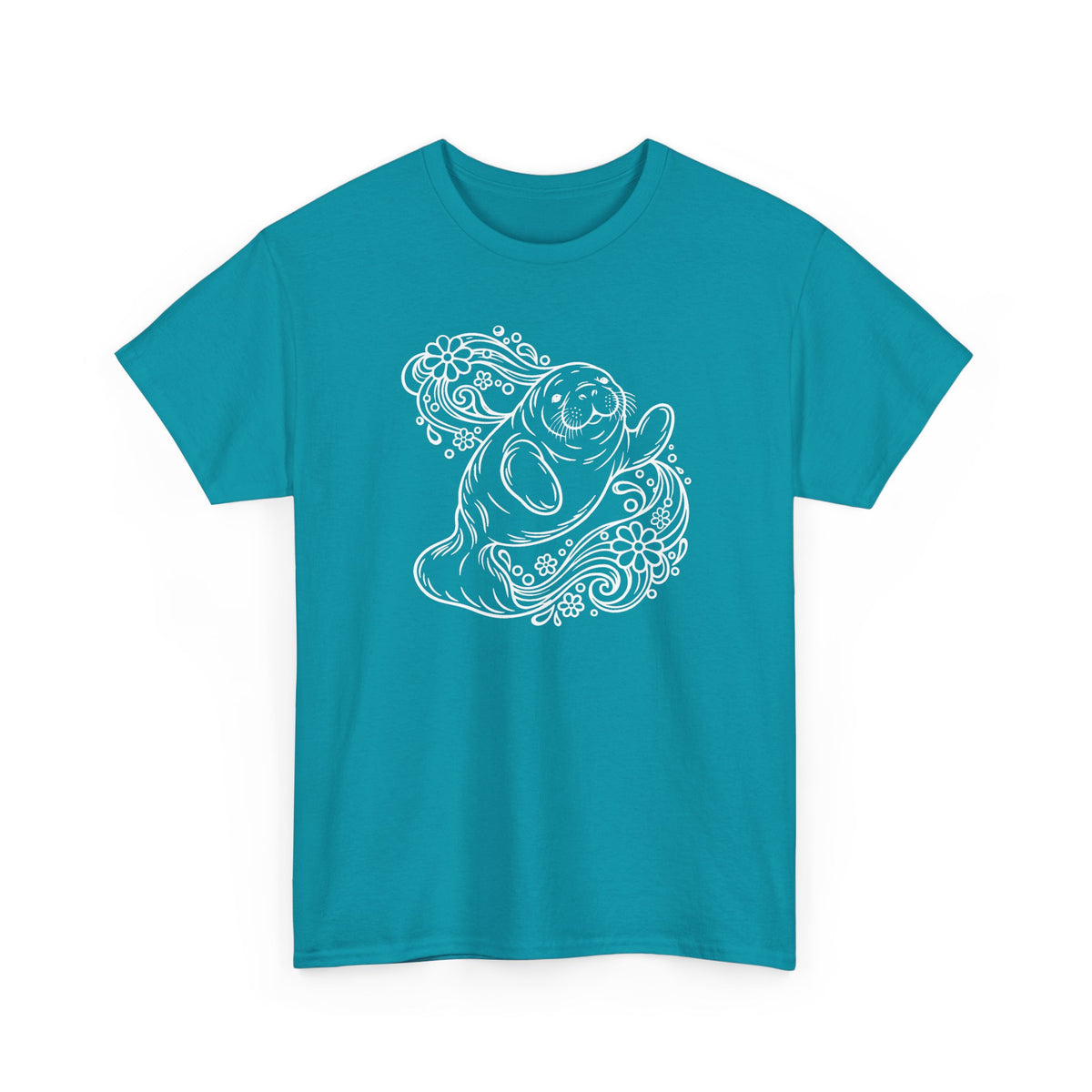 Groovy Manatee in Psychedelic Waves T-Shirt