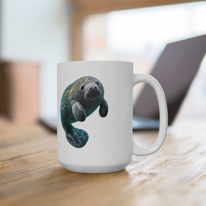 Curled Manatee in Turquoise Light Mug