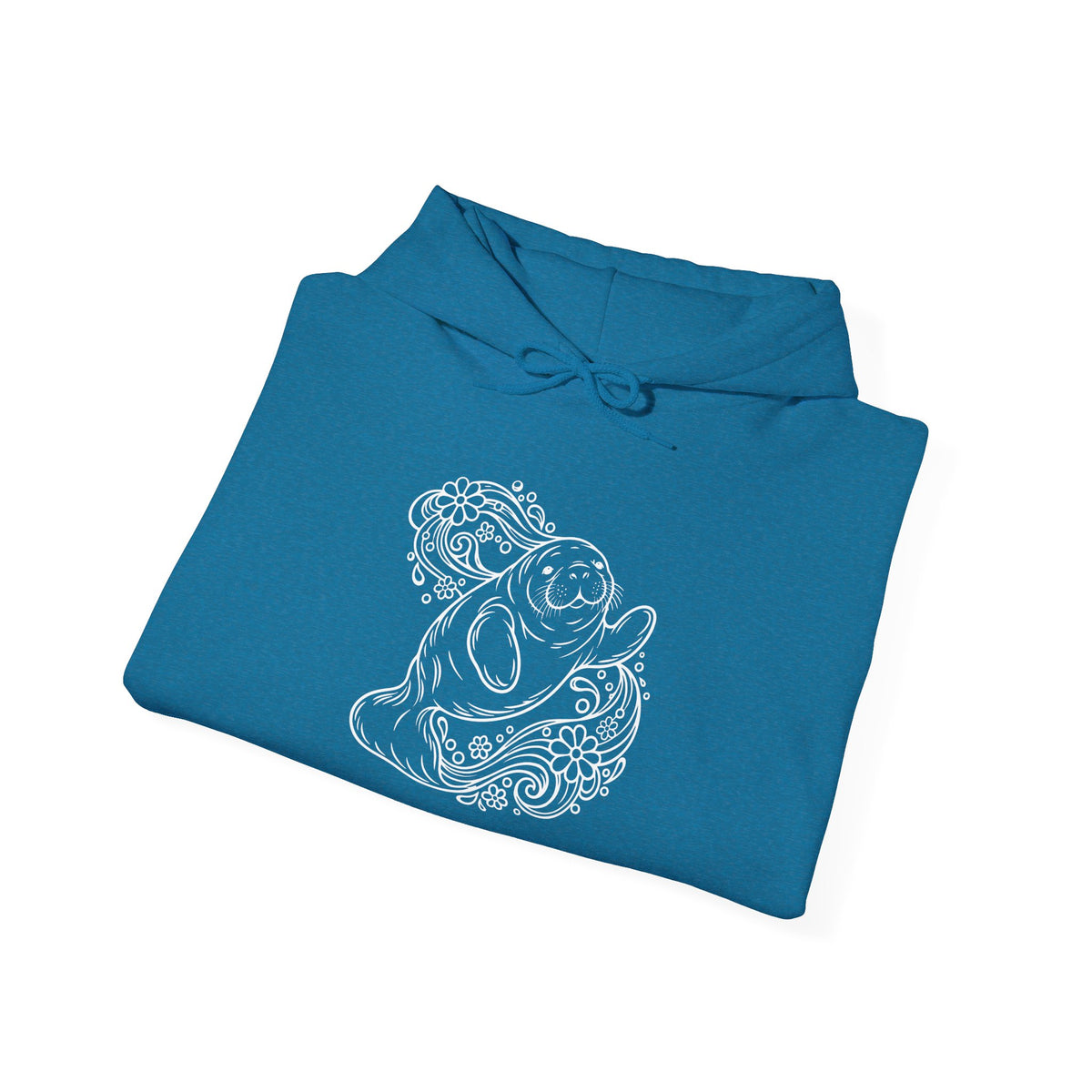 Groovy Manatee in Psychedelic Waves Pullover Hoodie