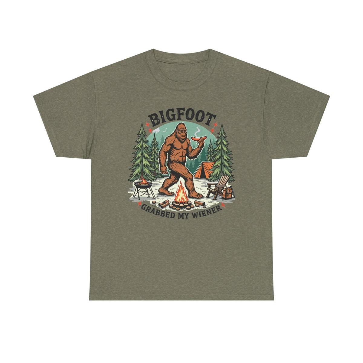 Bigfoot Grabbed My Wiener T-Shirt | Funny Camping Tee