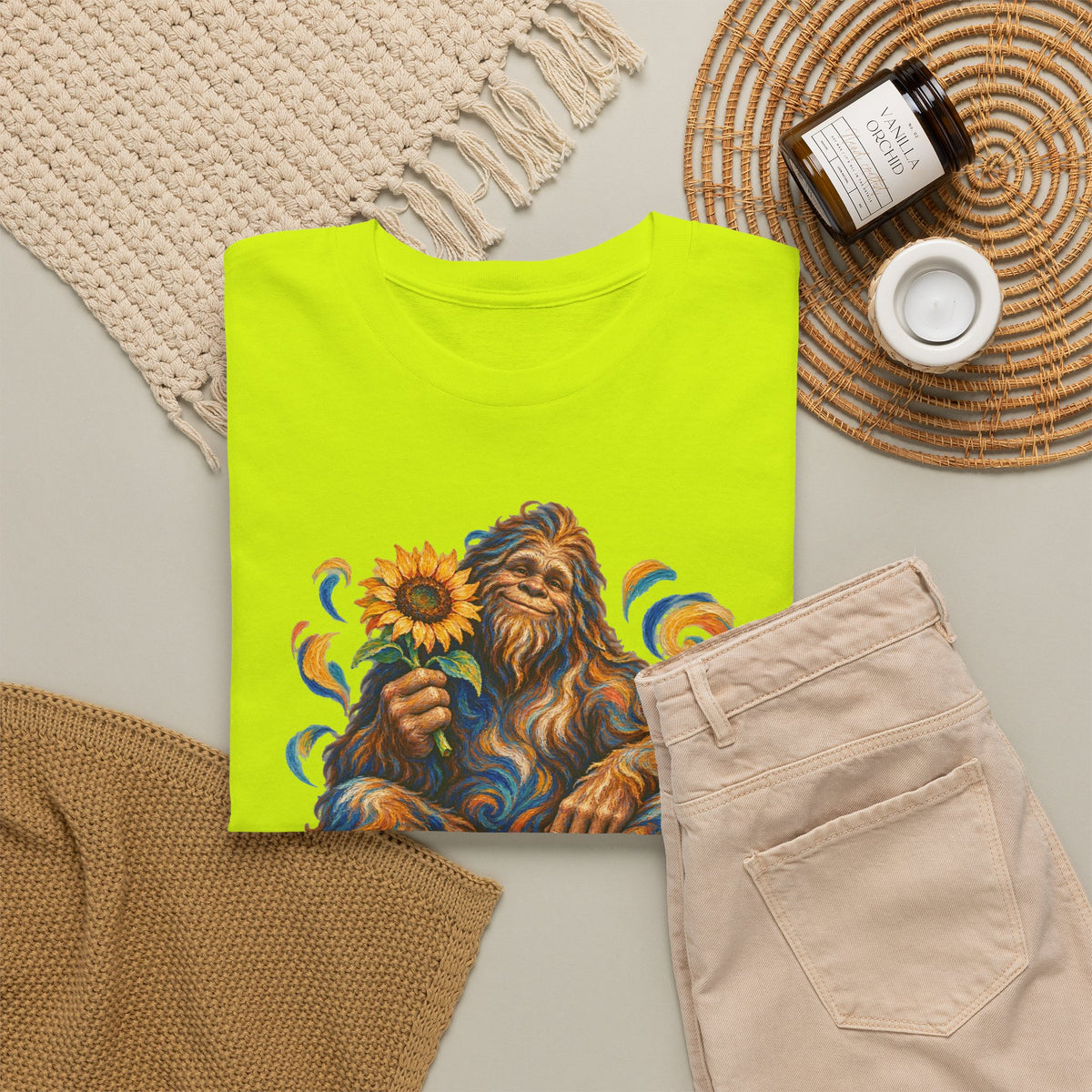 Sunflower Rest with a Shaggy Bigfoot T-Shirt