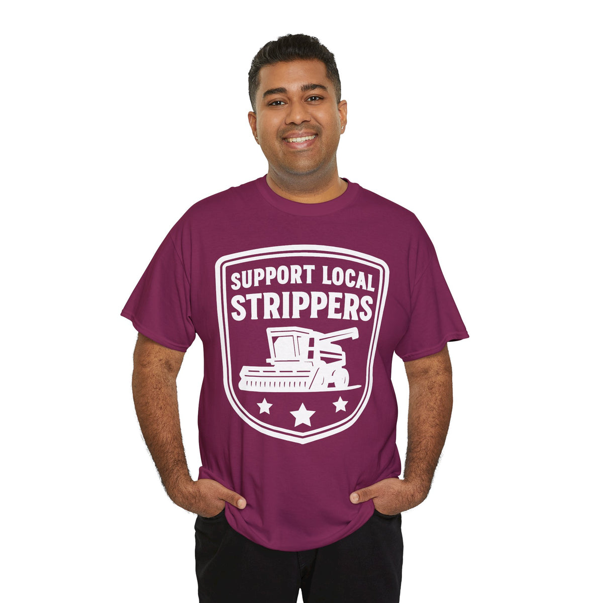 Support Local Strippers T-Shirt | Combine Harvester Tee – White Graphic